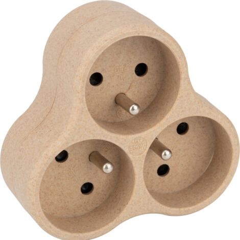 Triplite recyclée bioplastique - 3x16A - Beige - Zenitech