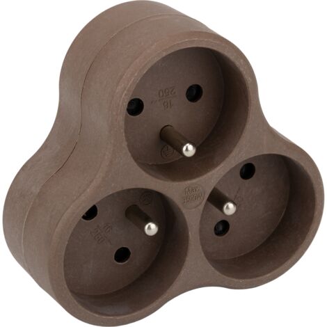 Triplite recyclée bioplastique - 3x16A - Taupe - Zenitech