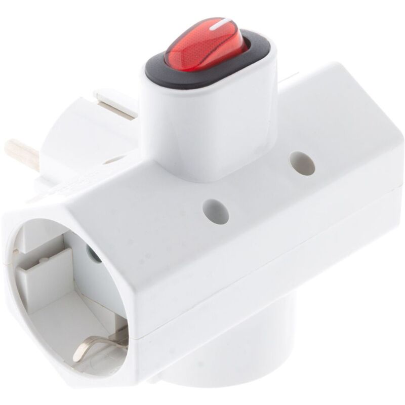 Triplite Schuko 16A + interrupteur - Blanc Zenitech Triplite Schuko 16A + interrupteur - Blanc Zenitech