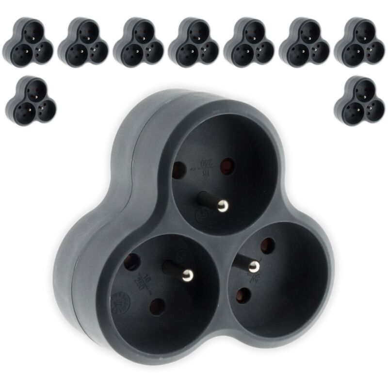 Zenitech - Lot de 10 multiprises triplites triangulaires 16A - noir Zenitech - Lot de 10 multiprises triplites triangulaires 16A - noir