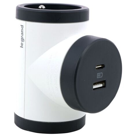 Triplite USB Compact Wandhalterung, 2 schwarze Steckdosen Legrand