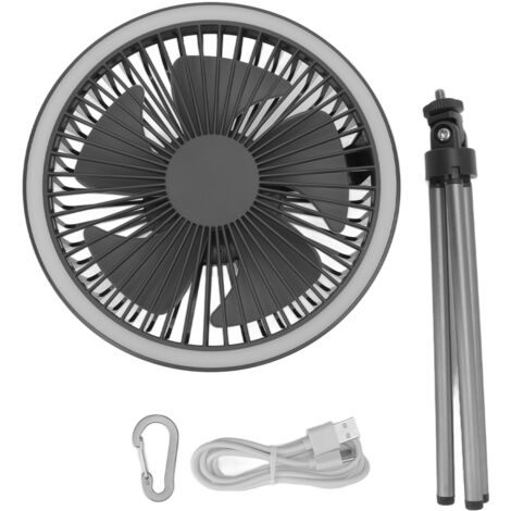 Tripod Fan 10000mAh 3 Gears Adjustable Timing Function Portable Desktop Fan with Light for Outdoor Camping Gray