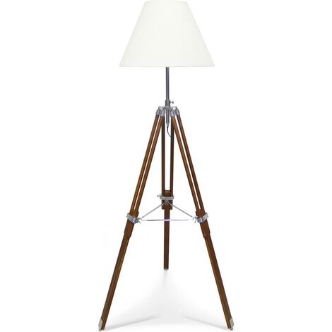 Classic tripod floor lamp Light brown Steel, Wood, Fabric, Fabric, Metal, Wood - Light brown