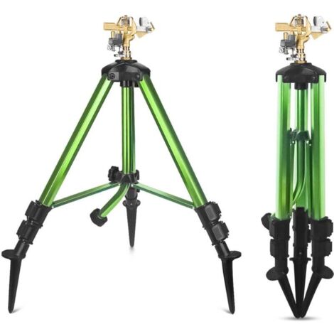 Tripod impact sprinkler with brass sprinkler head for yard, lawn, garden, 360-degree large-area irrigation