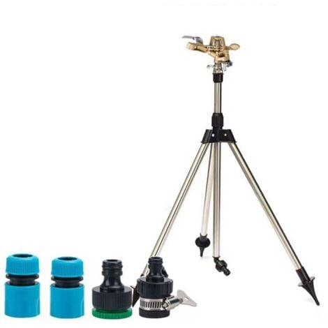 COOCHEER Tripod Sprinkler, Oscillating Sprinkler, Garden Watering Gun, Garden Sprinkler on Brass Telescopic Tripod, 360 Degree Automatic Rotating for Yard, Garden, Lawn