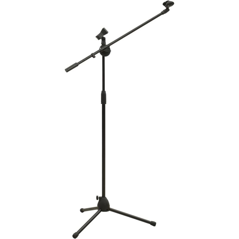 

Trípode soporte de micrófono dual con clip soporte - Negro - Vidaxl