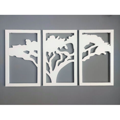 Triptychon-Wandgemälde, Wandgemälde mit afrikanischem Baum