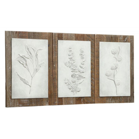 Triptyque de panneaux floraux - Bois - Multicolore - Interior's