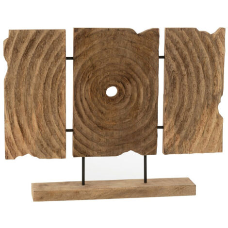 Triptyque Sculpté en Bois "Manguier" 65cm Naturel