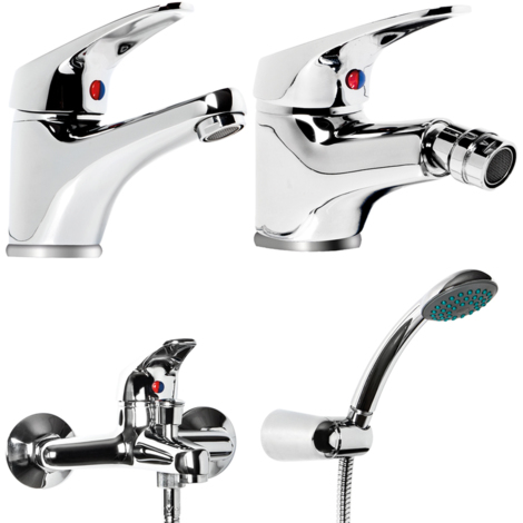 Tris rubinetto miscelatore lavabo bagno + bidet + miscelatore esterno vasca con deviatore m cromato