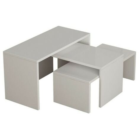 Tris tavolini da caffe bianco Kanta 65x30xh.39 cm
