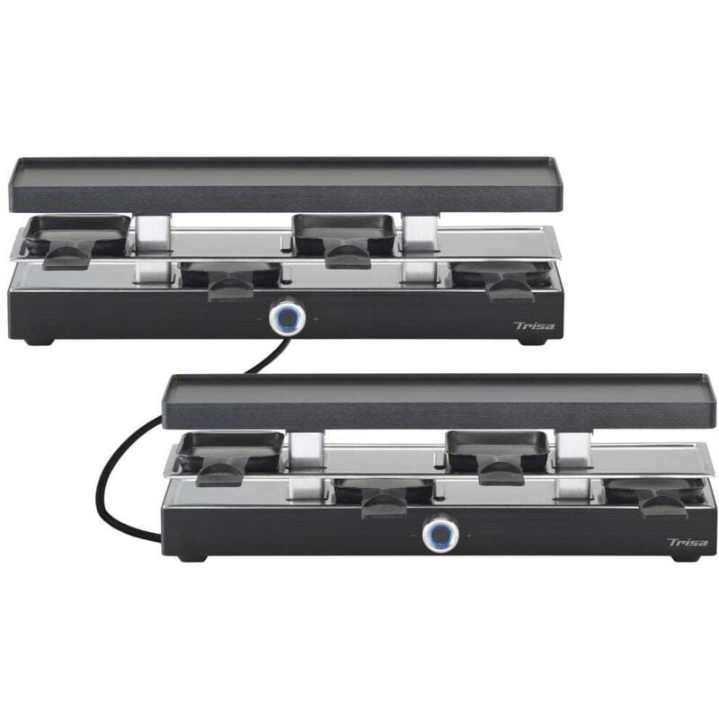 Trisa - Style Connect Appareil à raclette 8 poêlons, revêtement anti-adhésif noir
