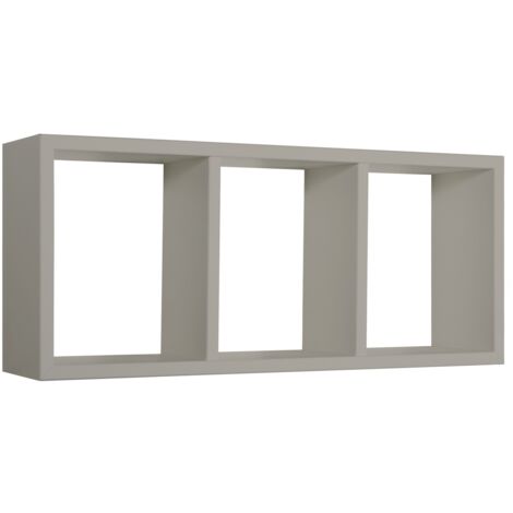 Tristano Étagère murale moderne en forme de cube rectangulaire 3 compartiments - Taupe