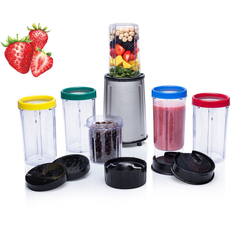 Multifunktionsmixer 0,4L für feuchte & trockene Zutaten, 4 Trinkbecher, 240 Watt