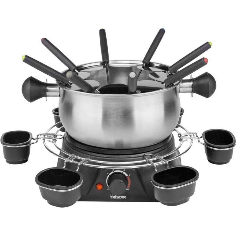 FO-1109 Appareil à fondue 1400 W 8 fourchettes à fondue noir, acier inoxydable - Tristar