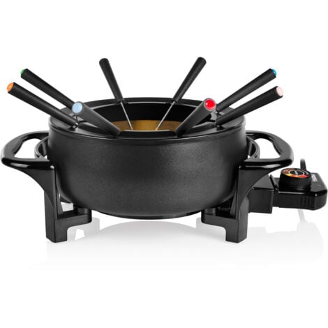 EHL Tristar Fondue-Pfanne FO-1107 - Elektrisches Fondue-Set - 8 Personen - Geeignet für Käse, Öl, Schokolade und Brühe - Schwarz