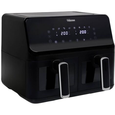 Tristar FR-9040 - Friggitrice ad aria 8 L, 2700 W, 8 programmi preimpostati, Display LCD, Tecnologia a doppio cestello, Nero