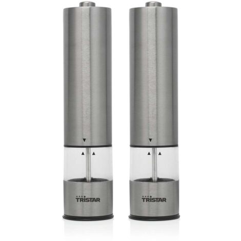 Tristar Gewürzmühlen Set Salzmühle Pfeffermühle Batteriebetrieben LED Edelstahl