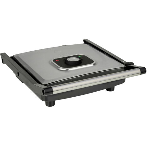 Tristar GR-2858 Elektro Kontaktgrill Antihaftbeschichtung, Kontrollleuchte Schwarz, Silber