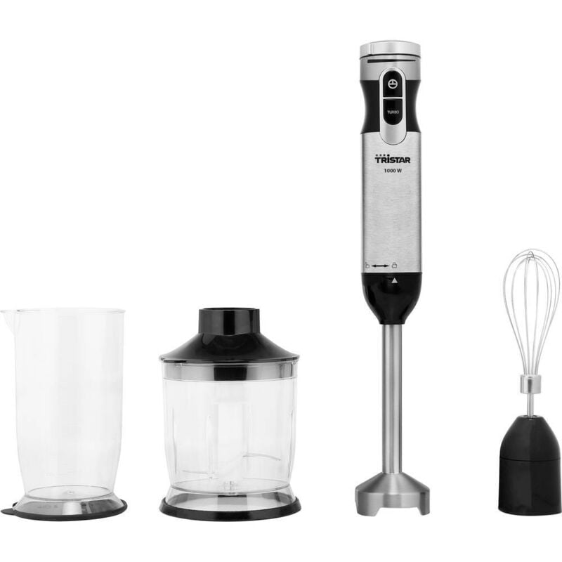 Tristar - MX-4829 Mixeur plongeant 1000 w avec verre doseur, réglage de la vitesse en continu, fonction turbo acier inoxy