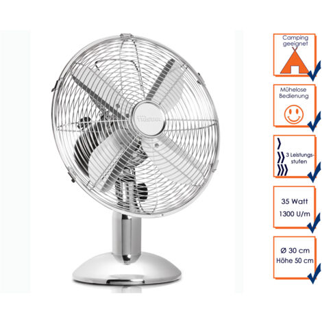 Tristar VE-5953 mobiler 30 cm Ø Tischventilator 40W silber"-"183753410