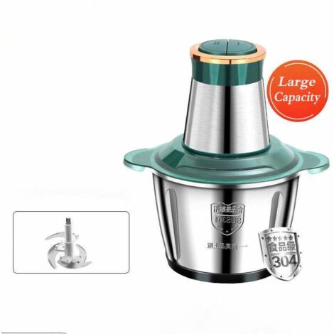 Tritacarne elettrico in acciaio inox 250W 2L Tritatutto per verdure Alta/Bassa 2 velocità Doppie lame Adatto per carne, frutta, arachidi, noci