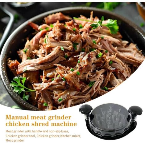 tritacarne manuale, tritacarne per pollo, manico ergonomico con coperchio trasparente, 25 cm, grande tritacarne manuale, lavabile in lavastoviglie, adatto per tritare carne di maiale, pollo e manzo (r