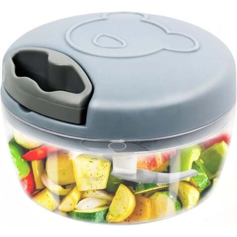 Tritatutto manuale per cipolle da 500 ml con 3 lame in acciaio inossidabile, tritatutto per cipolle in acciaio inossidabile, tritatutto manuale multiuso, tritatutto per verdure, tritatutto per cipolle