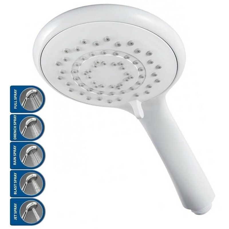 8000 Series Universal Large Five Spray Shower Head White - T80Z AS2000XT - Triton