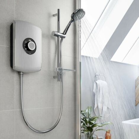 Triton Finish 5 Mode Shower Head.Triton Amore 8 5kw Electric Shower Brushed Steel 5 Spray Mode Handset 1 5m Hose Aspamo8brstl