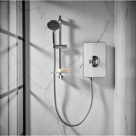 Triton Aspirante Electric Shower 9.5kW White Gloss 3 Spray Modern