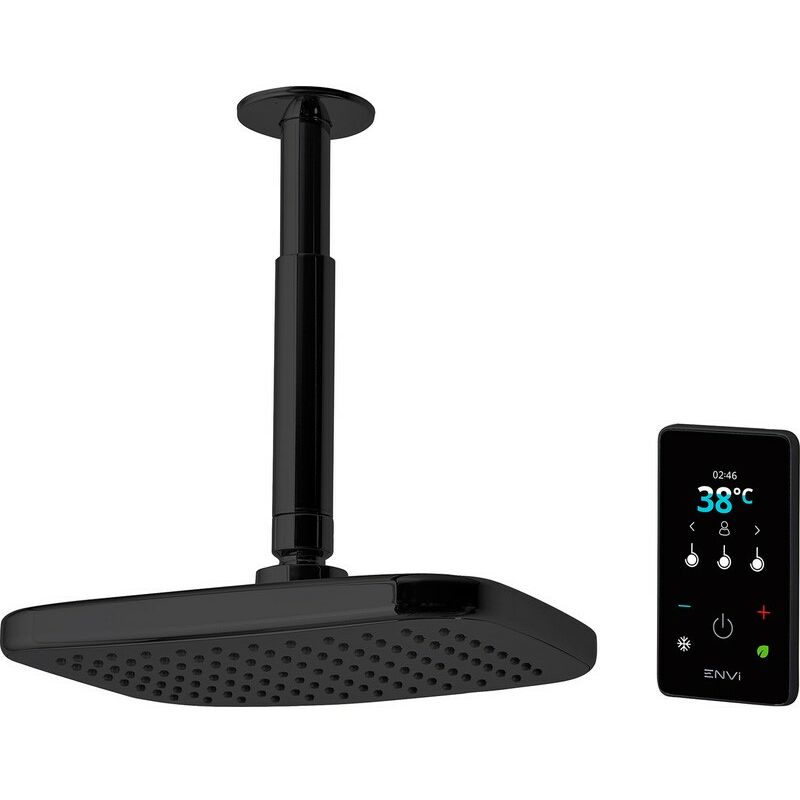 Triton - Envi 9.0Kw Thermo Black Electric Shower c/w Ceiling Fed Fixed Head