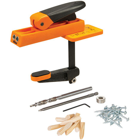 Triton – Gabarit de perçage oblique avancé – Corps en nylon robuste – Guides en acier trempé – Plateau rotatif 4 réglages pour épaisseurs 12 à 50 mm