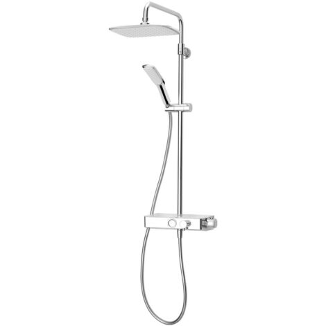 Triton Push Button Thermostatic Bar Mixer Shower Chrome + Riser Rail Hose Head