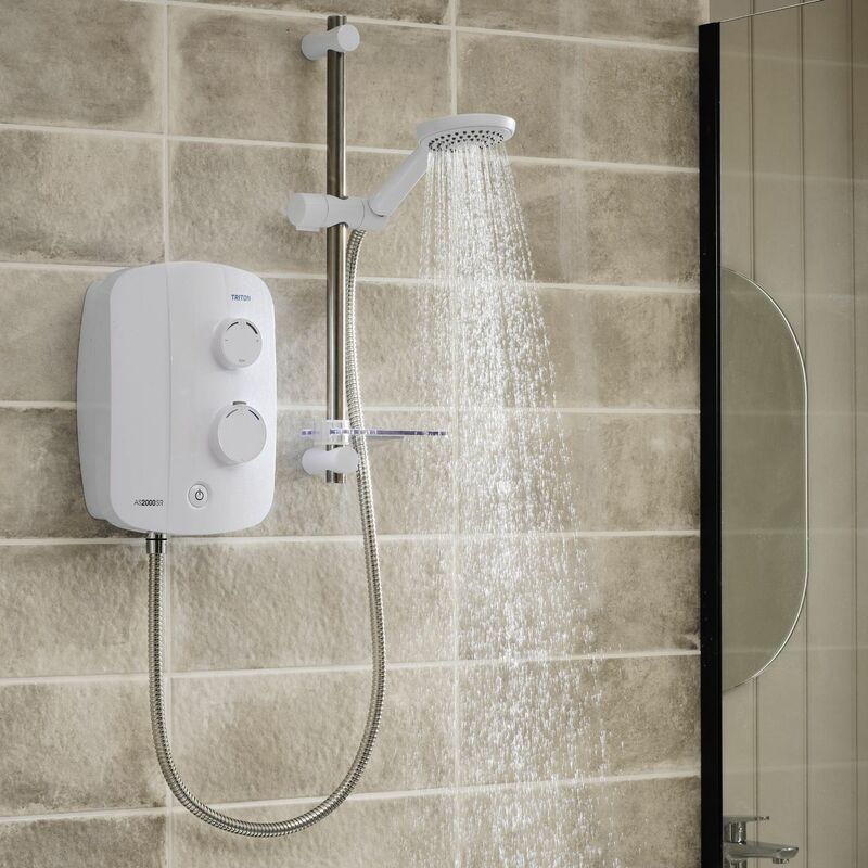 Triton Finish 5 Mode Shower Head.Triton Silent Thermostatic Electric Power Shower Bathroom White Chrome Tas2000sr