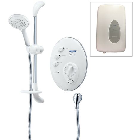 main image of "Triton T300si 10.5kw Remote Digital Electric Shower White Chrome + Power Pack"