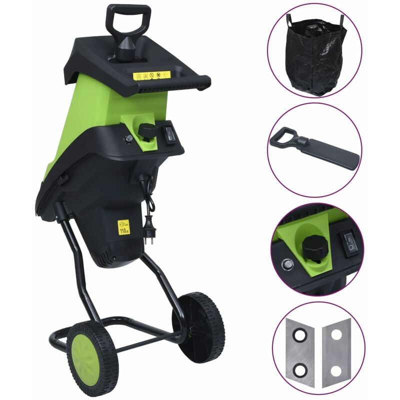 

Trituradora de jardín eléctrica con 2 cuchillas extra 2400 W - Verde