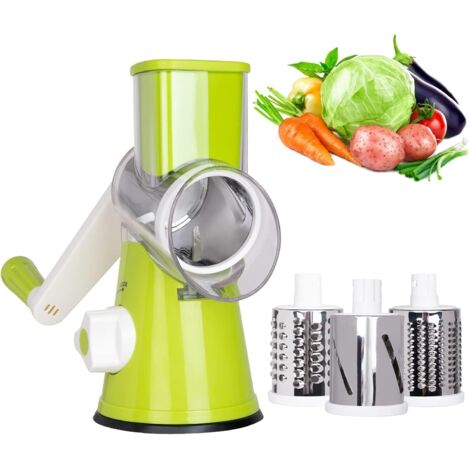 Trituratore rotante, affettatrice per verdure a 3 lame, macina noci, tagliaverdure manuale con manico