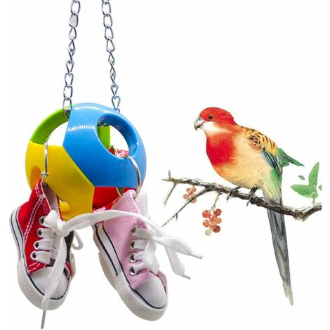 Triumph Vogel-Kauspielzeug, Mini-Segeltuchschuhe, Loch, Ball, Papageienspielzeug, Vogel, Wellensittich, zum Aufhängen, Haustierkäfig, Dekoration für Wellensittiche, Nymphensittiche