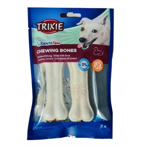 Trixie 2 Huesos con Relleno Pato Denta Fun, 10 cm, 70 g