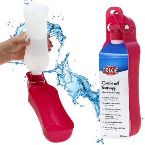 Trixie 500 ml Wasserflasche mit Hundenapf