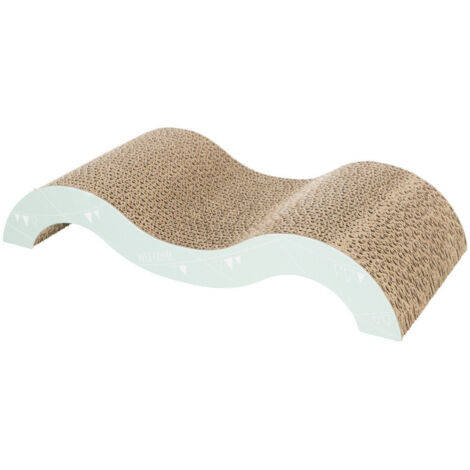 Griffoir vague mauve menthe pour chatons – Compact 38x7x18 cm – Inclus herbe à chat – Carton léger et recyclable – Trixie