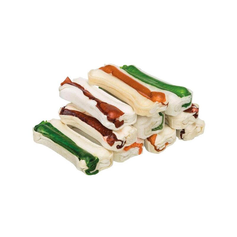 

10 Mini Huesos Snack Piel Masticable, 8 cm, 240 g - Trixie