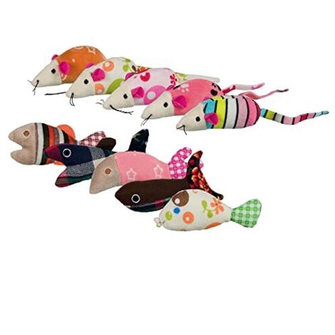 Trixie Set di Giocattoli in Peluche per Gatti Colorati