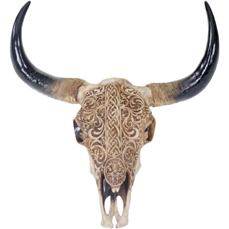 Trofeo testa di toro Longhorn teschio decorativo 45 cm trofeo da parete per interni ed esterni 040002849