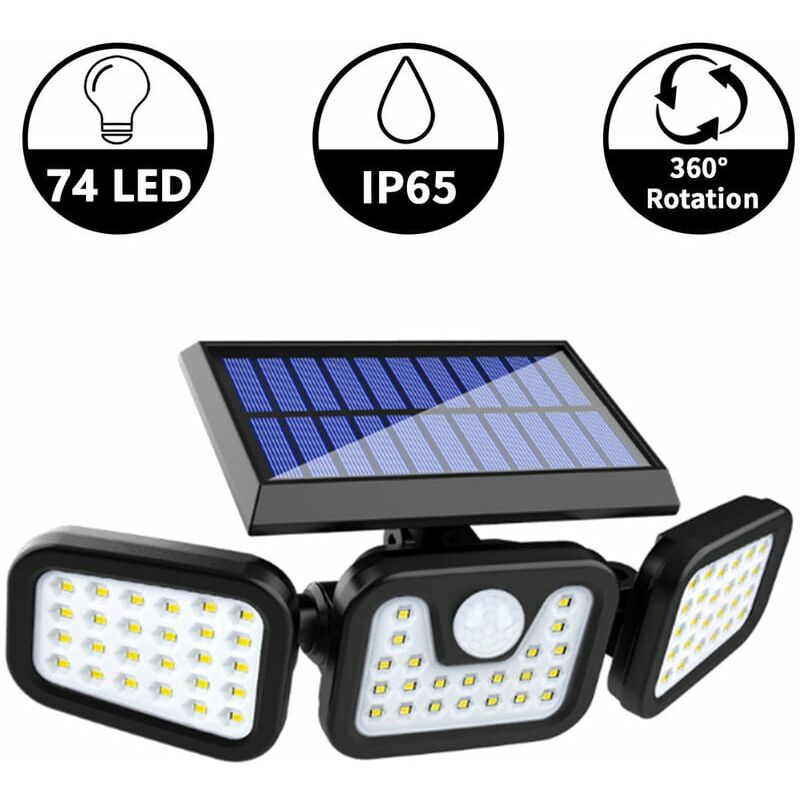 Dazzler - Trois 74 perles de lampe lampe solaire lampe de jardin extérieure éclairage domestique super lumineux lampadaire,pour extérieur, jardin,