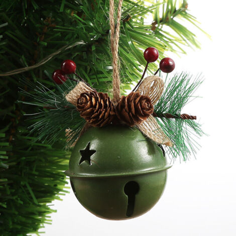 Trois couleurs disponibles : Ornement de cloche de Noël en fer, décoration de Noël [Vert]