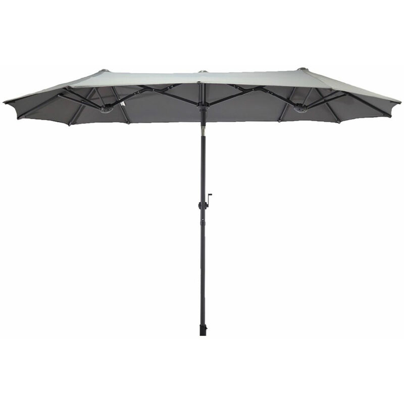 Spetebo - Trois dôme parasol 300 x 150 cm - pliable / manivelle - couleur : anthracite