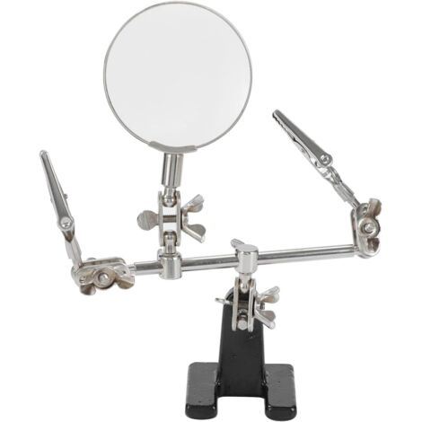 Troisième Main avec Pince et Loupe Aide à la Soudure avec loupe Grossissante 5X pour l'Artisanat de Bijoux et Les Projets de Précision