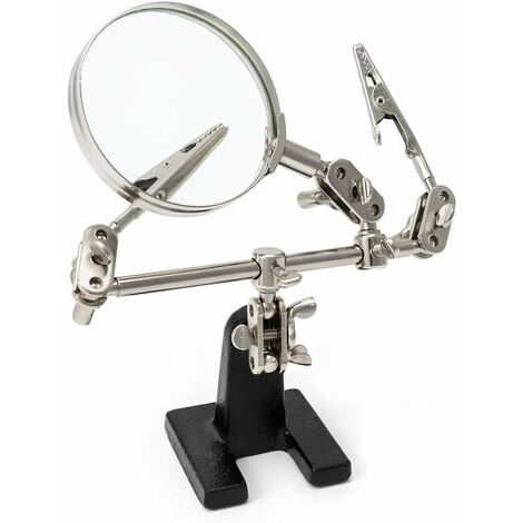 Troisième Main avec Pince et Loupe - Support, 5X en Verre - Soudure, Inspection